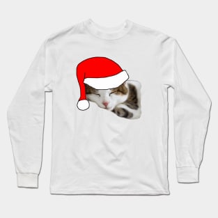 Christmas Cat in a Santa Hat Long Sleeve T-Shirt